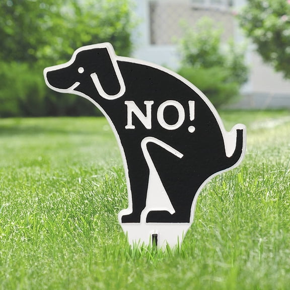 Whitehall No Poop Dog Silhouette Cast Aluminum Yard Sign (Black/White)