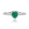 thumbnail image 1 of JeenMata Anillo de Bodas de 1 Quilate con Forma de Corazón, Esmeralda, Piedra Natal de Mayo, en Oro Blanco de 18 K sobre Plata, 1 of 6