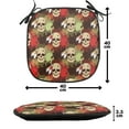 thumbnail image 4 of Skull Chair Seating Cushion Set of 6, Skull with Feathers Tribe Backdrop with Colorful Blood Splash, Seat Pads for Office with Anti-slip Backing, 16"x16", Pistachio Green Cream, by Ambesonne, 4 of 7