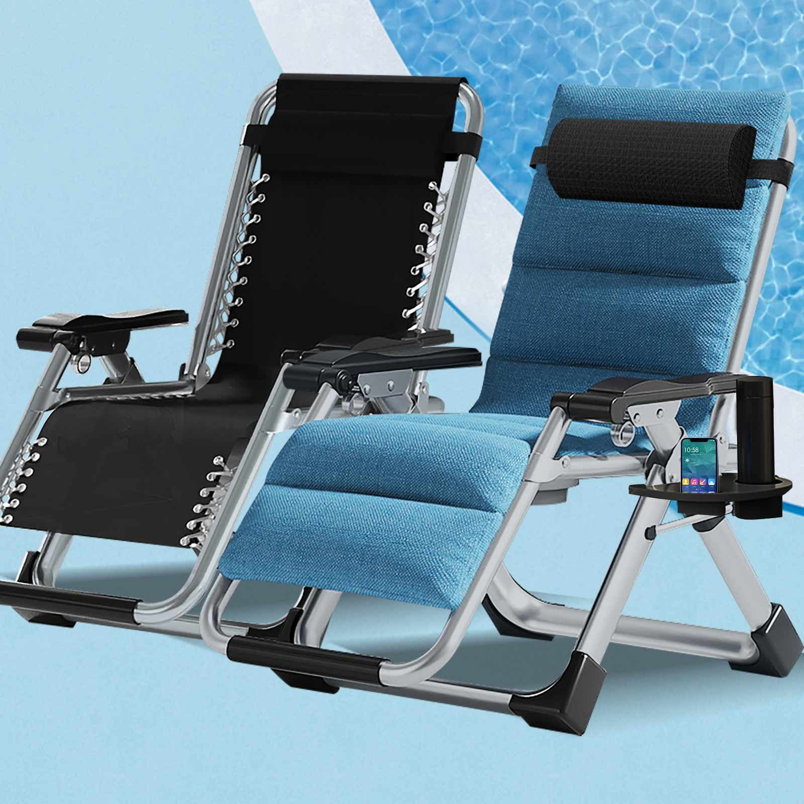 Lilypelle Zero Gravity Chair, Outdoor Padded Lounge Chair with Side Table, Zero Gravity Recliner