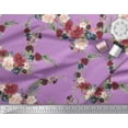 thumbnail image 2 of Soimoi Purple Japan Crepe Satin Fabric Ranunculus & Penoy Floral Print Printed Craft Fabric By the Yard 44 Inch Wide, 2 of 3