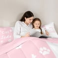 thumbnail image 4 of Homewish Kids Kawaii Cartoon Bedding Comforter Set 7 Pieces, Pink White Couples Print Full Bedding Set, Romantic Valentines Day Reversible Fitted Sheet Flat Sheet, Lightweight Room Decor, 4 of 7