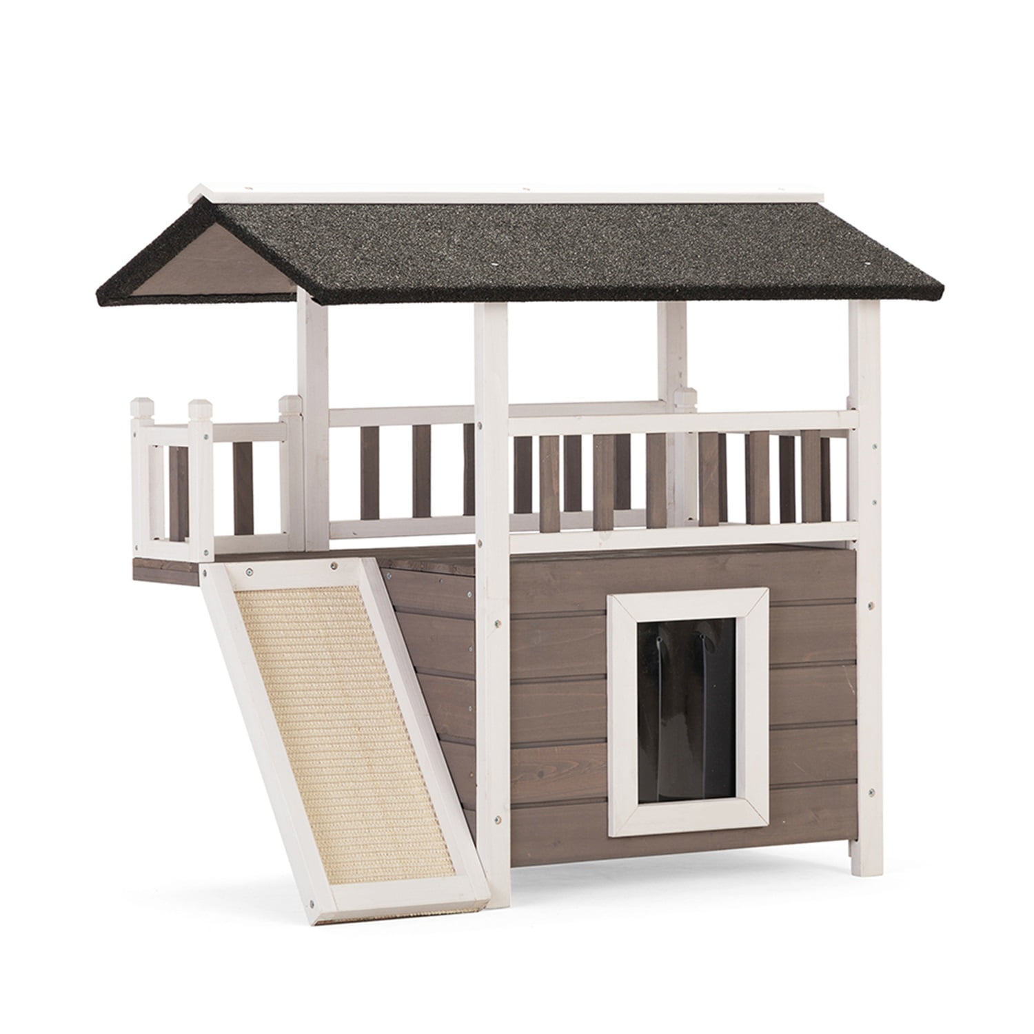 Pefilos Wooden Pet Dog House Outdoor and Indoor,Feral with Stairs for Dogs Pefilos Wooden Pet Dog House Outdoor and Indoor,Feral with Stairs for Dogs