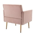 thumbnail image 5 of Tufted Accent Chair with Wide Back and Thick Padded Seat, Velvet Upholstered Single Sofa Chair with Rose Golden Feet, Comfy Living Room Chairs Side Chair Reading Armchair, Pink, 5 of 7