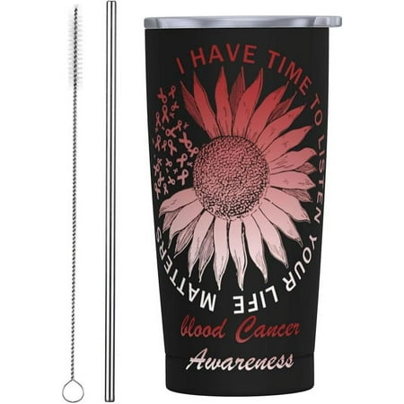 

Blood Cancer Awareness Daisy Flower 20oz Tumbler With Lid Stainless Steel Vacuum Insulated Double Wall Travel Tumbler Durable Insulated Coffee Mug Thermal Cup With Splash Proof Sliding Lid