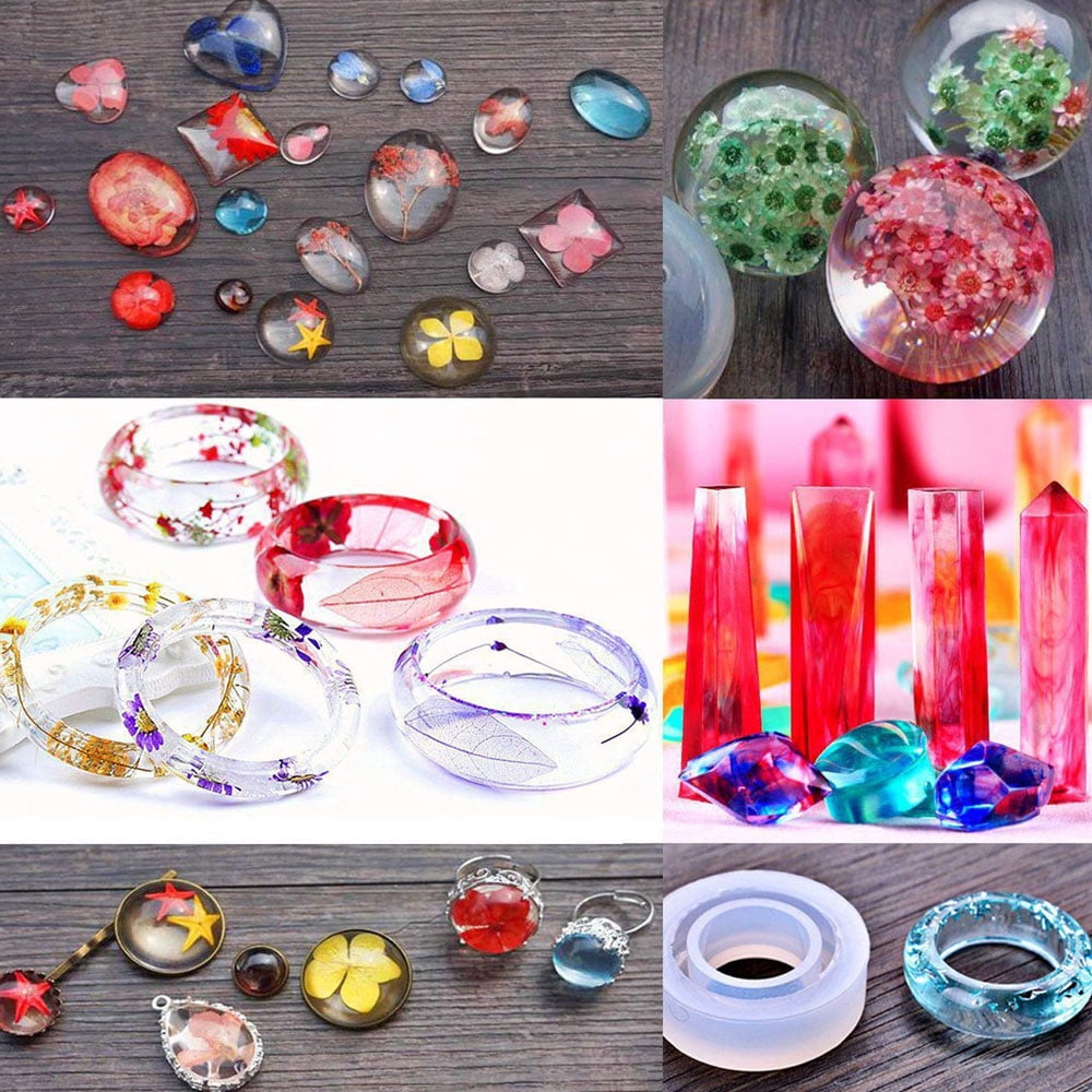 EIMELI 159 Pcs Resin Molds Tools Kit, DIY Jewelry Craft Making Silicone Casting Molds for Key Chain Earrings Necklaces Bracelets Pendant