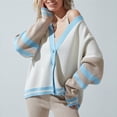 thumbnail image 4 of Cardigan Tricoté pour Femmes Automne Hiver Mode Rayé Chandail Ample Doux Confortable Décontracté Manches Longues, 4 of 5