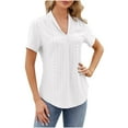 thumbnail image 4 of ZyeKqe Short Sleeve Tops for Women Eyelet V Neck Pleated Shirts T Shirts Dressy Casual Blouses, 4 of 4