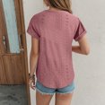 thumbnail image 5 of vigerkar Womens Tops Eyelet Embroidery Summer Spring Curved Hem 2025 Casual Short Sleeve Trendy T Shirts Beach Vacation Clothes Watermelon Red, XXL, 5 of 8