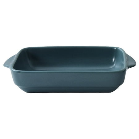 

Practical Oven Cake Pan Ceramics Baking Tray Rectangular BBQ Plate Non-stick Bread Baking Tray with Binaural Handle Household Bakeware for Home Kitchen (Blue)