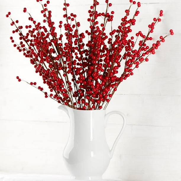 Package of 24 Rich Red Artificial Berry Stems