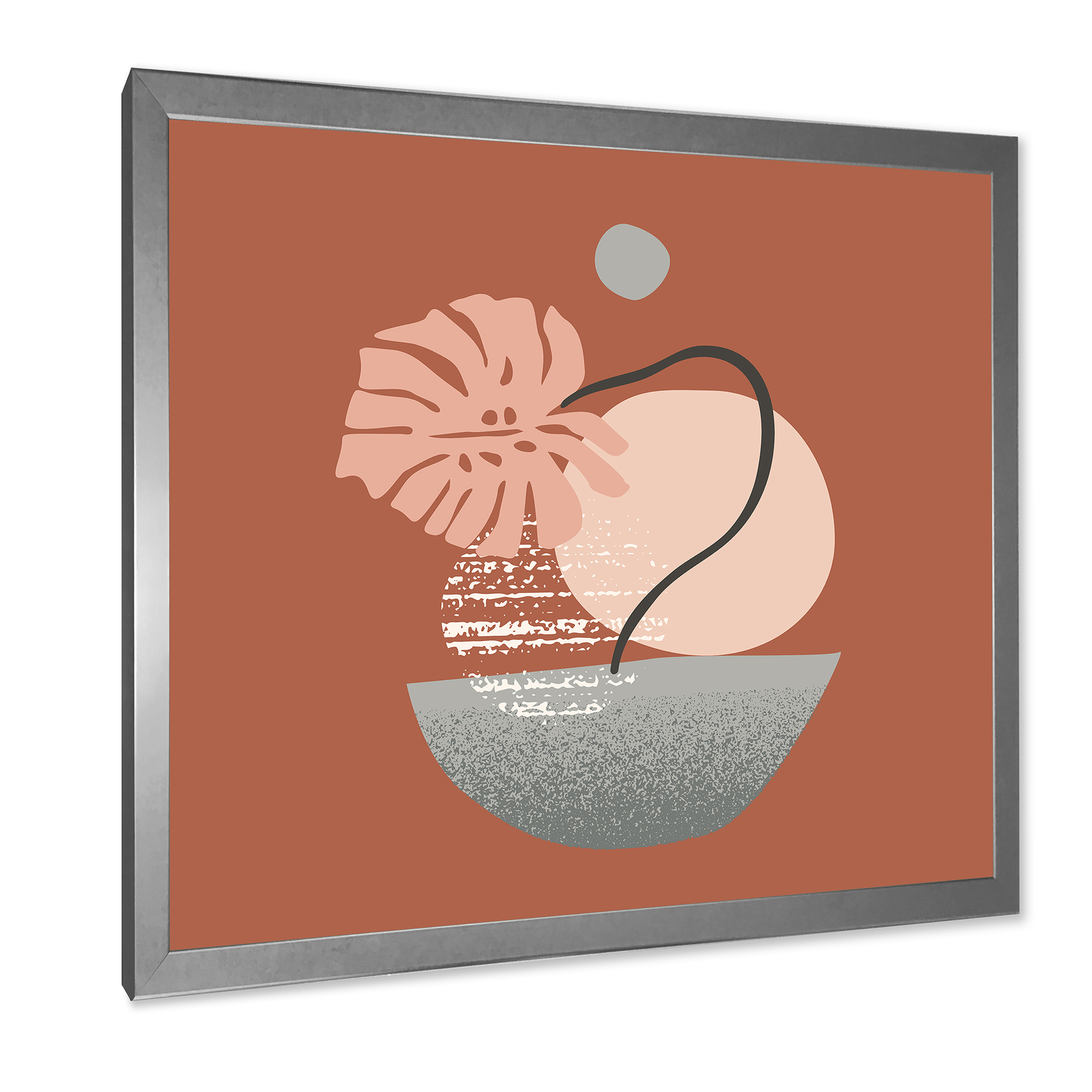 Designart 'Abstract Geometry Shapes and Tropical Palm Leaf IV' Modern Framed Art Print