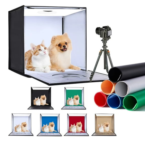 ZKEEZM Light Box Photography 24"x24" Foldable Photo Box 240LED Lights and 6 Color Backdrops Adjustable Brightness 3000-6500K Dimmable