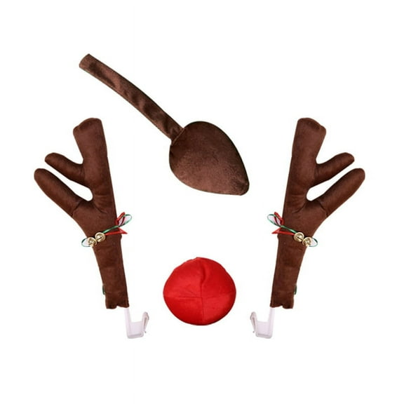 Reindeer Decoration Car Vehicle Nose Horn Costume Set Rudolph Christmas Reindeer Red Nose Ornaments