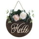 thumbnail image 2 of Guirnalda de flores de 30 cm con letrero de bienvenida, decoración colgante rústica de madera. Rosa, 2 of 5