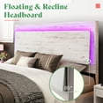thumbnail image 3 of Merluxy King Floating Bed Frame with Recline Headboard,LED Light, No Box Spring Needed/Noise Free, Distressed White, 3 of 8