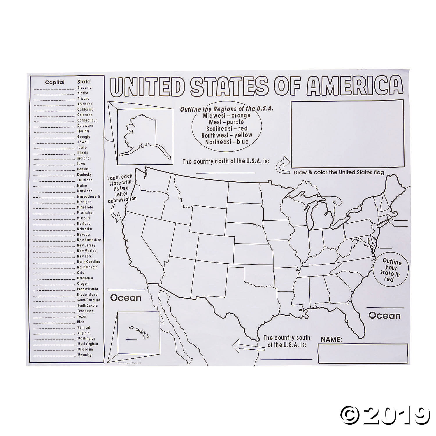 Color Your Own “All About the United States” Posters - Walmart.com