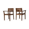 thumbnail image 3 of GZXS 2PCS Dining Armchairs, Outdoor Acacia Wood Patio Chairs with Slatted Design, Weatherproof Seating for Garden, Deck, or Backyard, Dark Brown, 3 of 8