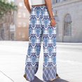 thumbnail image 6 of WTOBBY Women's Boho Floral Print Wide Leg Palazzo Pants Featuring High Waist Elastic Drawstring Side Pockets and Casual Summer Comfort ,Light Blue L, 6 of 6