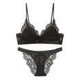 thumbnail image 1 of Ropa interior de mujer, ropa interior sexy de encaje sin aro de acero, copa triangular de algodón fino, hermosa espalda, pecho grande, conjunto de sujetador pequeño, 1 of 6