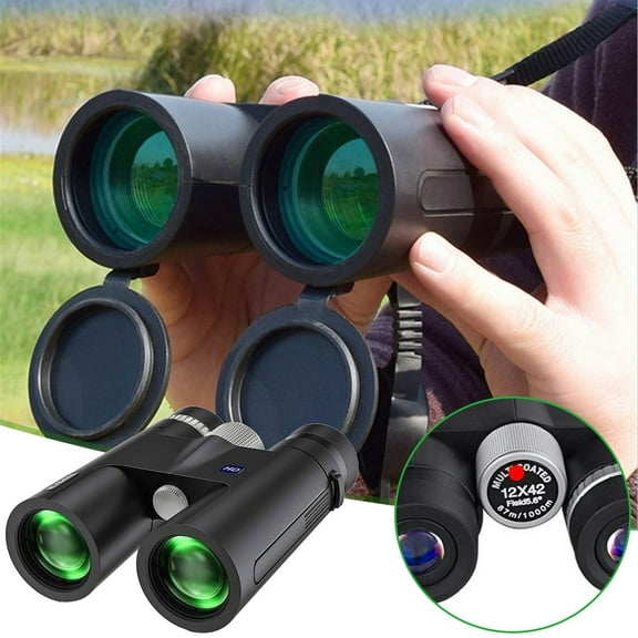 karymi 12x42 Binoculars for Adults Compact Binoculars with Low Light Night Vision High Power Large View Binoculars Adapter for Bird Watching Hunting Travel Accessories Travel Accessories