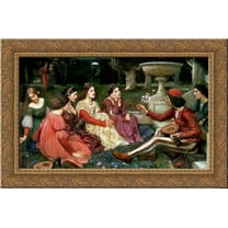 A Tale from the Decameron 24x18 Gold Ornate Wood Framed Canvas Art by John William Waterhouse