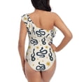 thumbnail image 5 of Pofeuu Snake Print Women's One Piece Swimsuits One Shoulder Swimwear Asymmetric Ruffle Monokinis Bathing Suits-Small, 5 of 6