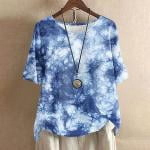 Linen Tops Womens Summer Tops Women's Tops Short Sleeve Knit Womens Tops Womens Tie Dye Tops and Blouses Oversized Tops Items Ordered by Me