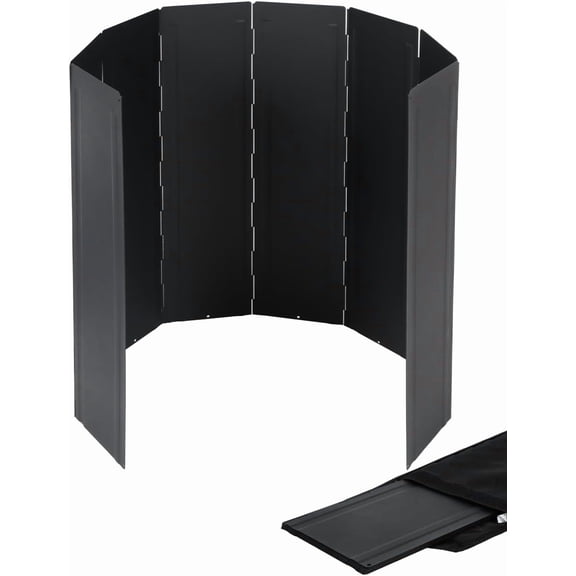 REDCAMP 23.6" Extra Tall Camping Stove Windscreen, Heavy Duty 8 Plates Folding Portable Camp Stove Windshield with Carry Bag for Camping Hiking Picnic, Butane Burner Grill Wind Blocker Shield