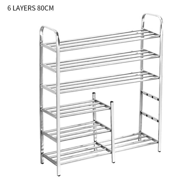 Shoes Rack Organizer Multi-layer Stainless Steel Shoe Tower Storage Storage Organizer Shelf for Living Room Doorway, 6-Tier, 80cm