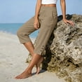 thumbnail image 5 of Axiiglly Cotton Linen Capris for Women Summer Straight Relaxed Fit Vacation Capri Pants with Pockets Trendy Boho Casual Pants, S-2XL, 5 of 6