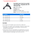 thumbnail image 2 of Front Right Lower Control Arm and Ball Joint Assembly - Compatible with 1997 - 1999 Ford F-250 1998, 2 of 2
