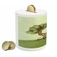 thumbnail image 2 of Tree Piggy Bank, Hand Drawn Olive Tree on a Hill Sketch Nature Design Spring, Ceramic Coin Bank Money Box for Cash Saving, 3.6" X 3.2", Pale Green Pale Brown, by Ambesonne, 2 of 4