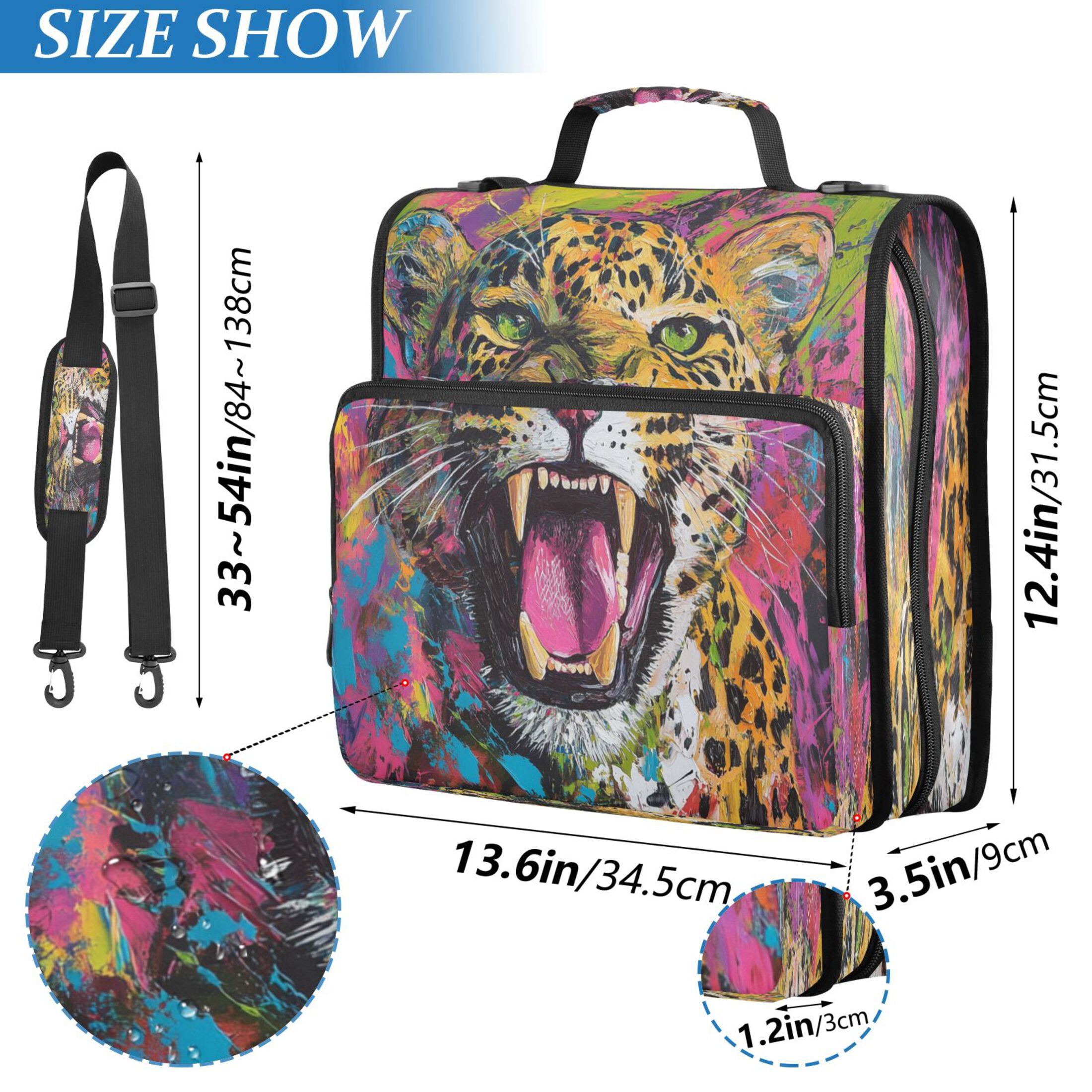YAZAOO Zipper Binder trapper keeper Documents Organized Design Fierce Feline Roar Printed