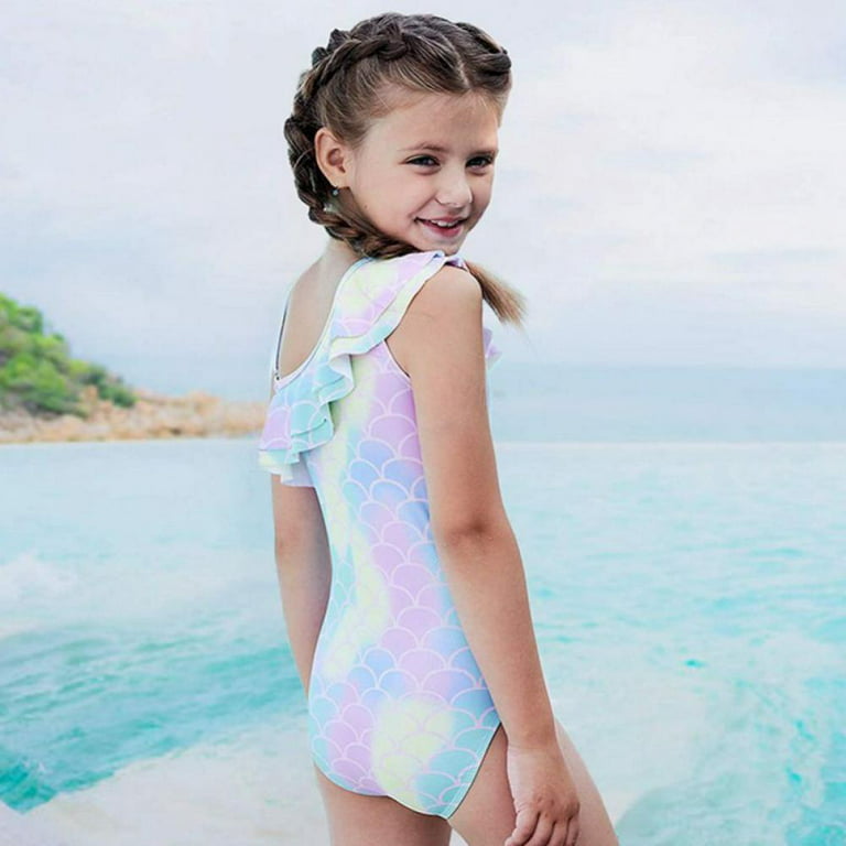Esho Girls Summer One-Piece Swimsuits Strap Bathing Suit, Toddler Teenage  Girl Ruffled Floral Swimwear Beach Wear, 3-12 Years