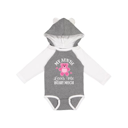 

Inktastic My Auntie Loves Me Girls Bear Gift Baby Girl Long Sleeve Bodysuit