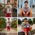 thumbnail image 3 of Quad Seven Boys Short Set Printed Graphic Short Sleeve Shirt & French Terry Matching Shorts 2 Piece, 3 of 7
