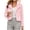 Pinks, variant on Cropped Faxu Fur Jacket for Women Solid Color Turndown Collar Winter Soft Warm Plush Outwear S
