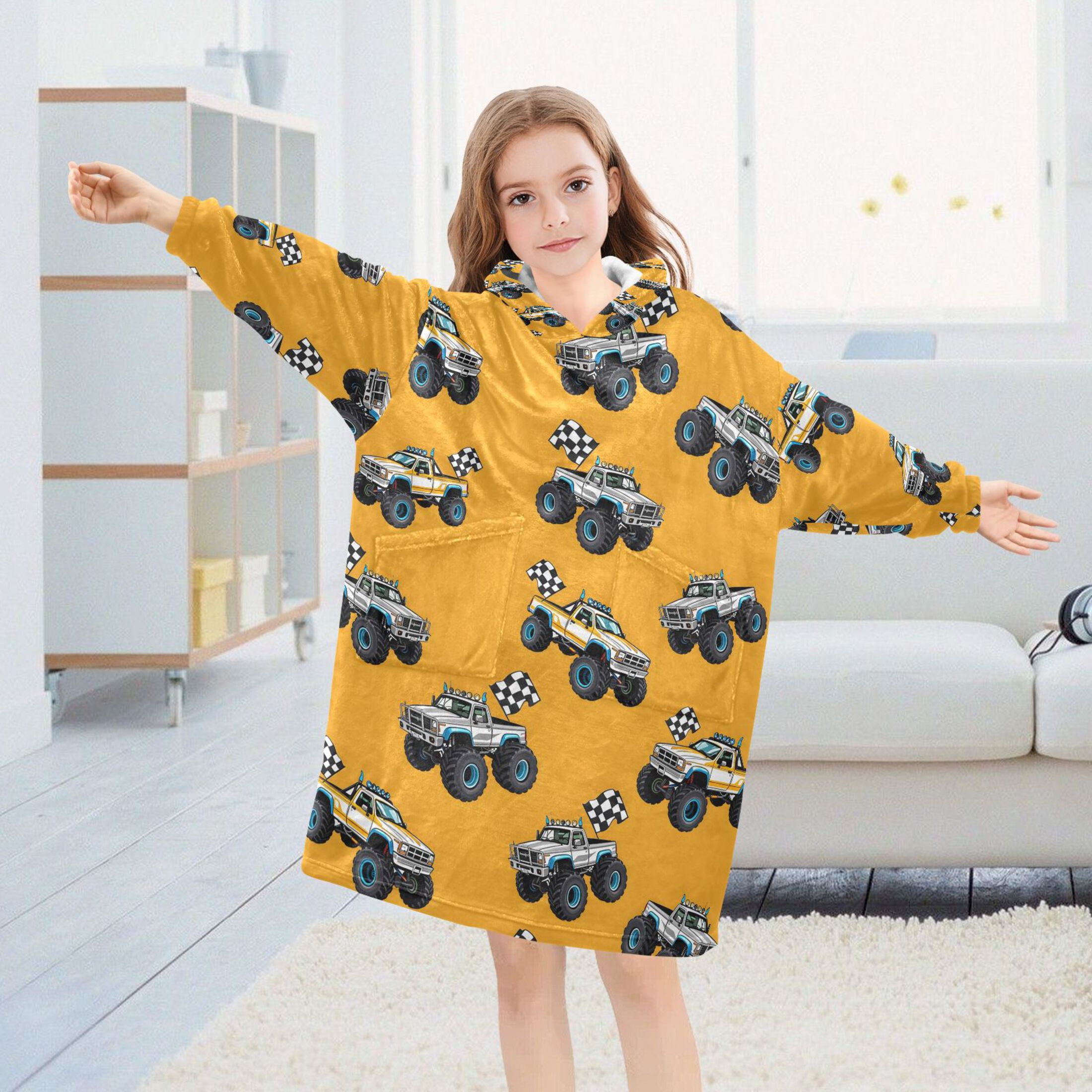 joogoo Wearable Blanket Hoodie for Cartoon Car Vehicle Flannel Sherpa Pocket 3-14 YR S