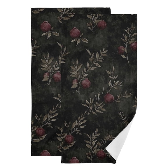 Dark Floral Pomegranate Hand Towel Absorbent Bath Towels for Bathroom Sports Gym(28.3" X 14.4") Set of 2