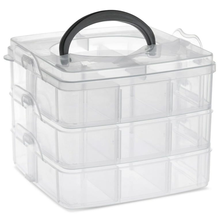 Juvale 3 Tier Stackable Storage Containers With Adjustable Compartments For  Beads, Sewing Accessories, Arts And Crafts Supplies (6 X 6 X 5 In) : Target