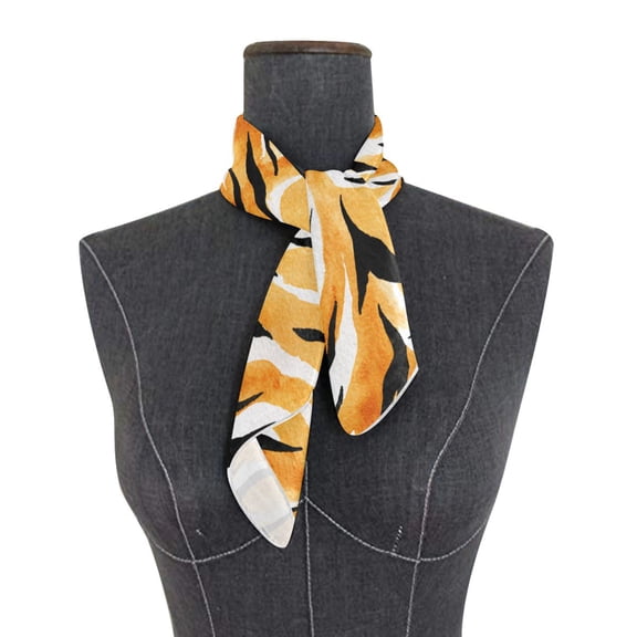 Square Scarf 24x24 Inch Orange Watercolor Tiger Stripes Silky Satin Sun Protection Neck Scarf for Women Multi-Purpose Head Wrap Bandana for Hair Bag Decoration