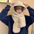 thumbnail image 5 of Ywmsfl Fashion Teenager Cartoon Plush 3in1 Hats Gloves Scarf Suits Women Winter Outdoor Warm Hat Students Windproof Supplies, 5 of 10