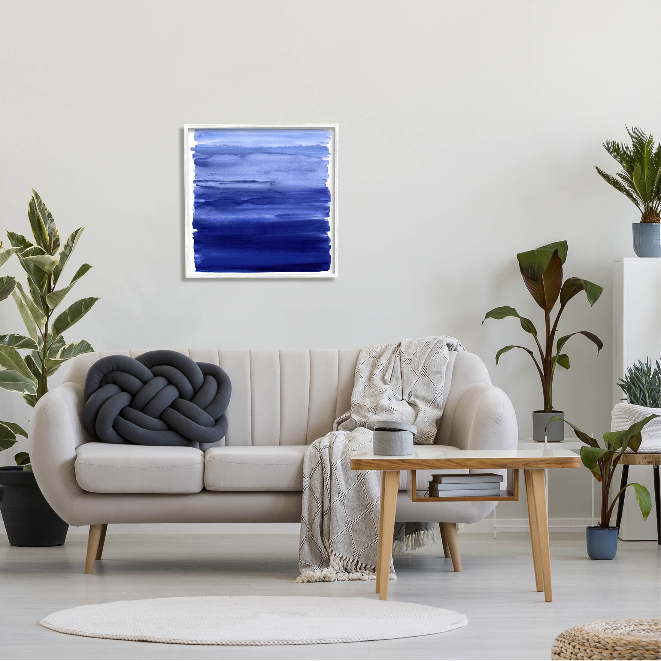 Stupell Industries Blue Gradient Brush Strokes Graphic Art White Framed Art Print Wall Art, Design by Allie Corbin