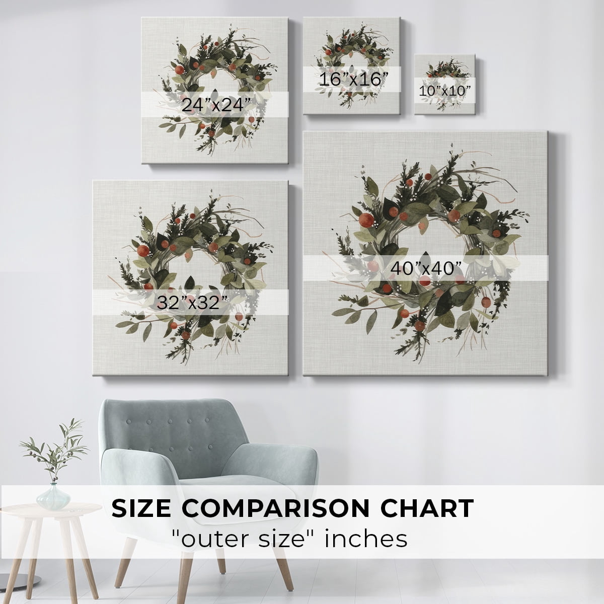 Farmhouse Wreath II- Gallery Wrapped Canvas