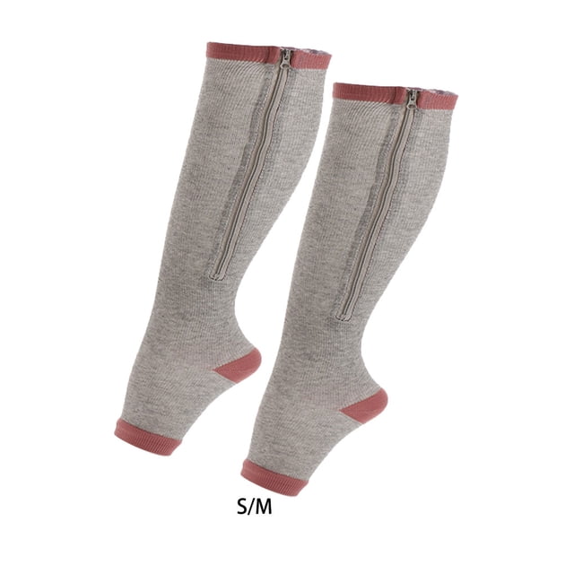 mmirethe Zippered Compression Socks For Breathable And Moisture-wicking Support Made With Nylon Elastic Zipper Socks High Elastic grey S/M 5Set