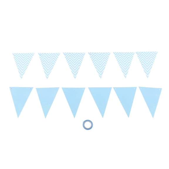 Pennant Wedding Room Children's Birthday Party Dress Up Supplies Wavy Pull Flag BuntingBlue