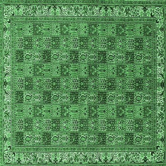 Ahgly Company Indoor Square Persian Emerald Green Traditional Area Rugs, 3' Square