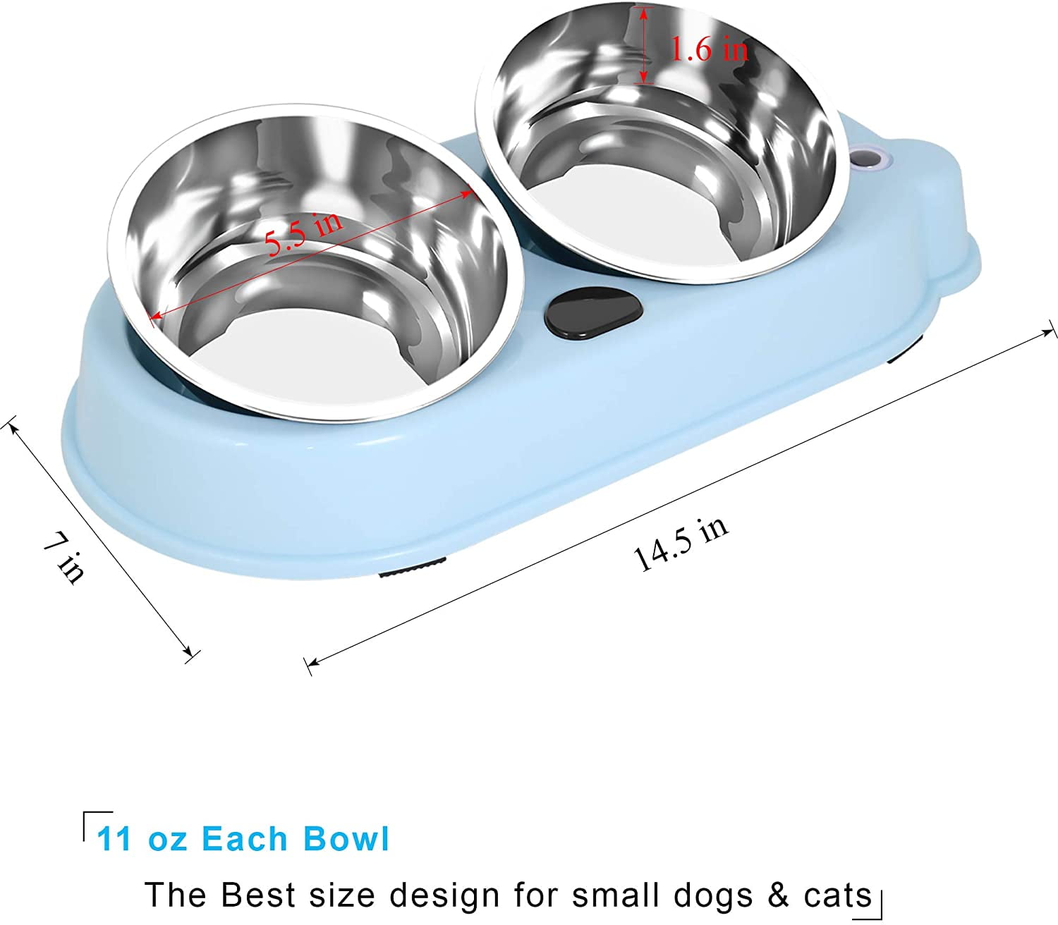 SODIAL(R) Pet Dog Puppy Cat Kitten Water Dispenser Food Dish Bowl Automatic  Feeder Blue