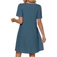 thumbnail image 4 of Solid Color Women Short Sleeve Front Pleated Summer Mini Shirt Dress, 4 of 6